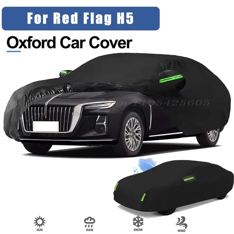 For Red Flag H5 Oxford Cloth Full Car Cover Outdoor Waterproof Dustproof Anti UV Sun Snow Protection Exterior Accessories
