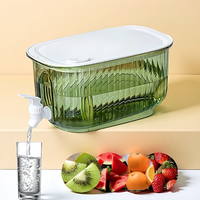 5L Cold Water Dispenser - Plastic Tea/Juice Pitcher with Faucet, Refrigerator Drinkware for Iced Coffee/Lemonade