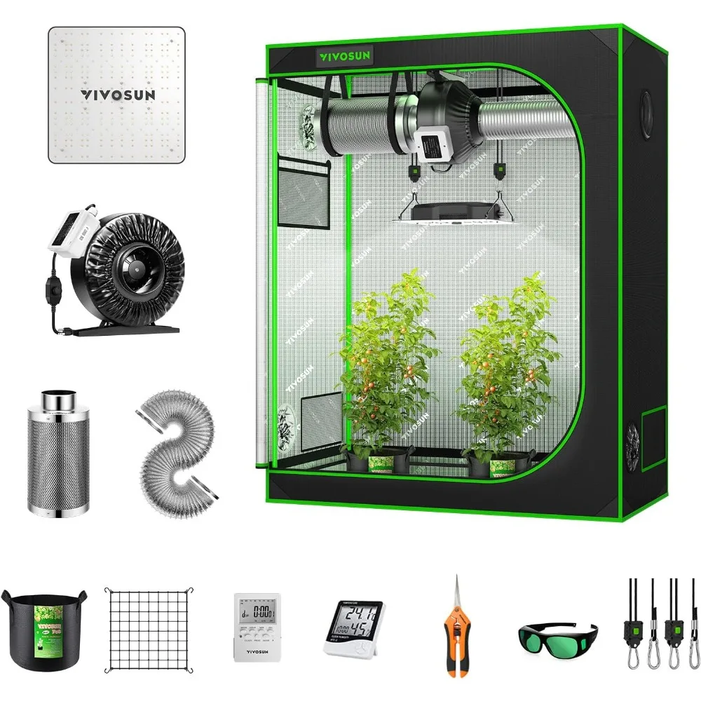 

4x2 Grow Tent Complete System, 4 X 2 Ft. Grow Tent Kit Complete with VS1000 Led Grow Light, 4 Inch 203 CFM Inline Fan