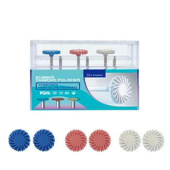 Polidor De Borracha Dental, Disco De Polimento De Resina Composto, Escova Flex Espiral, 14mm Roda, 3 Cores, 6Pcs