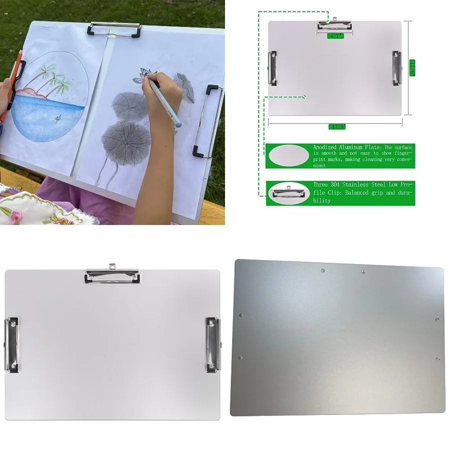 

Metal Clip Board with Pen Holder, 11x17 Inche Aluminum Clipboards, Classroom Must Haves Sketch Board, Drawing Clipboard for Art