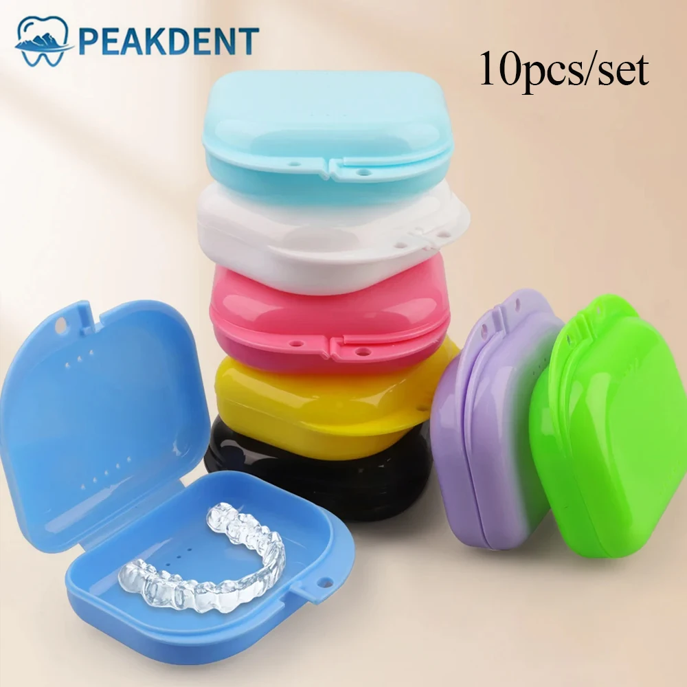 10pcs/set Dental Orthodontic Retainer Box Plastic Braces Retainer Case Denture Box False Teeth Protective Case Oral Care Tools