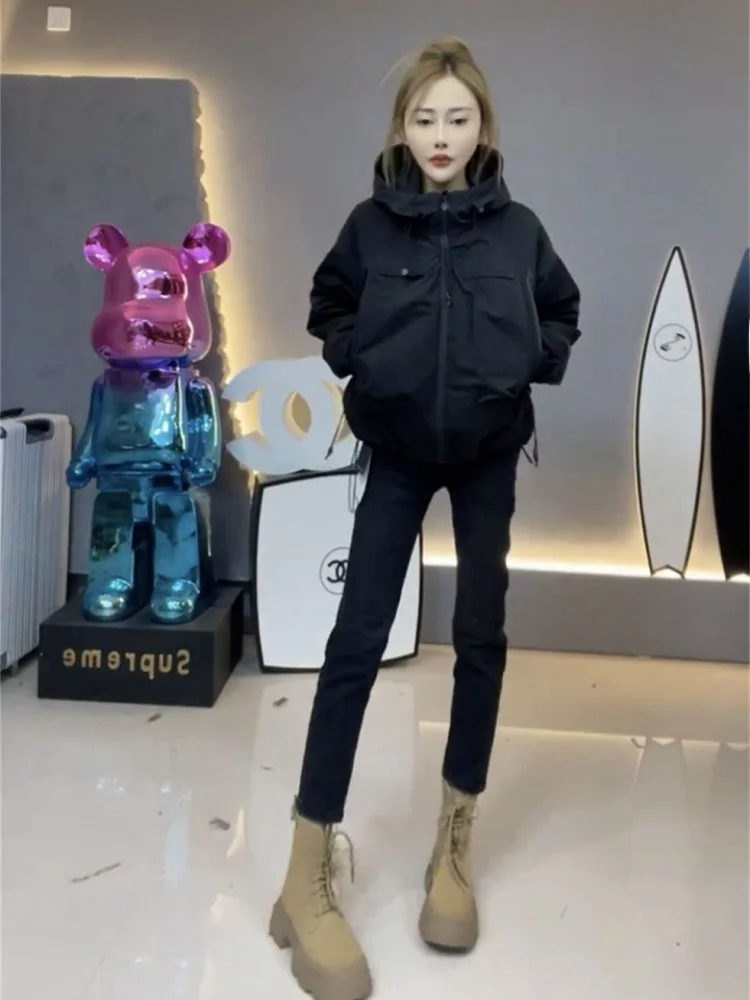 

Winter Thiened Cotton-Padded Women's ort Loose Windproof Jaet New Sle High-end Cotton Clothing Commute Polyester Fiber