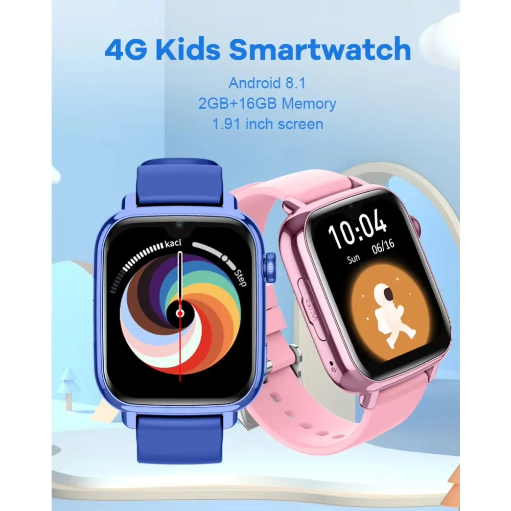 ساعة ذكية 4G للأطفال اتجاهين مكالمة فيديو GPS WiFi LBS Tracker 800mAh Battery Kids SmartWatch