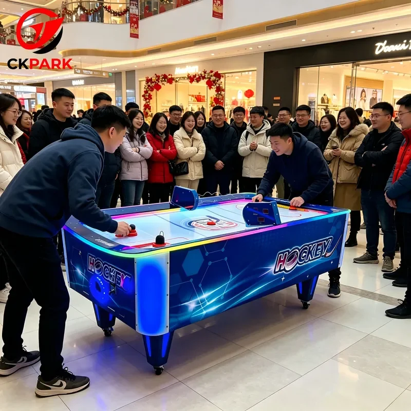 Professional Air Hockey Table with LED Lighting and Electronic Scoring System for Commercial Arcades and Home Entertainment