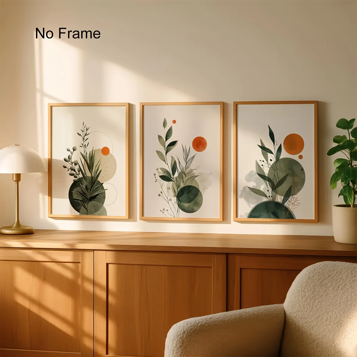 

Geometric Botanical Abstract Green Burnt Orange Watercolor Wall Art Mid Century Modern Botanical Print Boho Neutral Home Decor