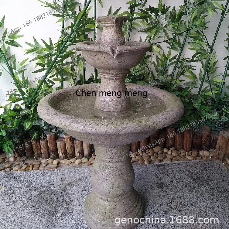 

Magnesium oxide multi-layer flower pot garden fountain decoration running water ornament fountain handicraft European wholesale