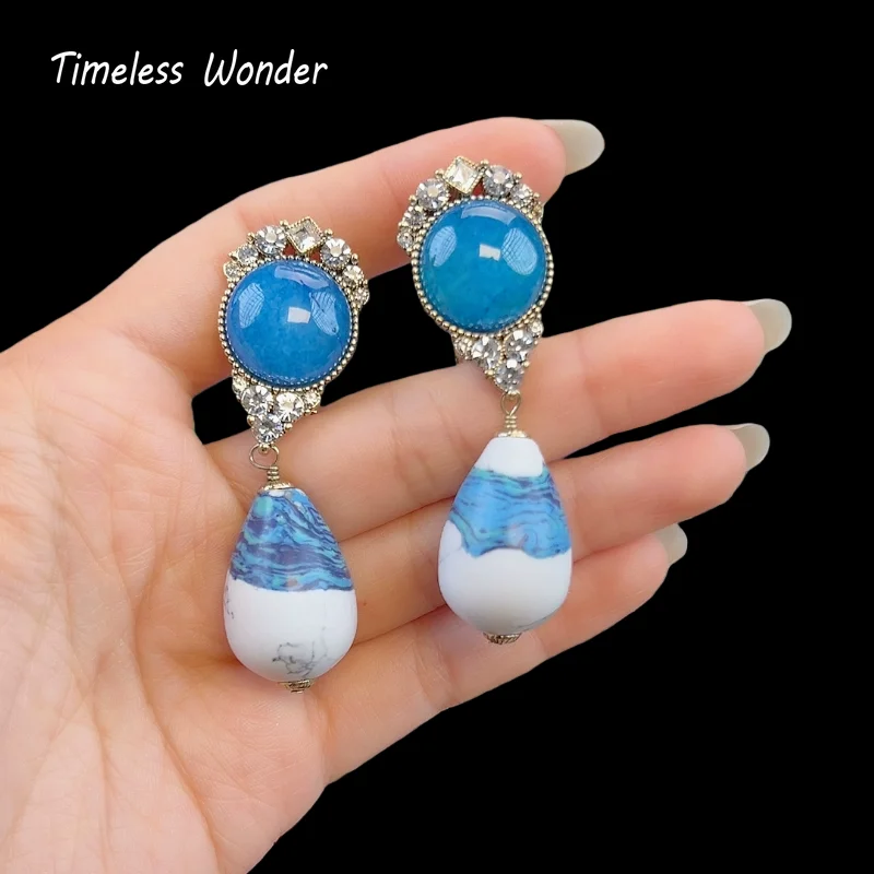 Timeless Wonder Fancy Zircon Geo Faux Stone Button Earrings Women Designer Jewelry Luxury Sweet Gift Rare Top Trendy Cute 1376