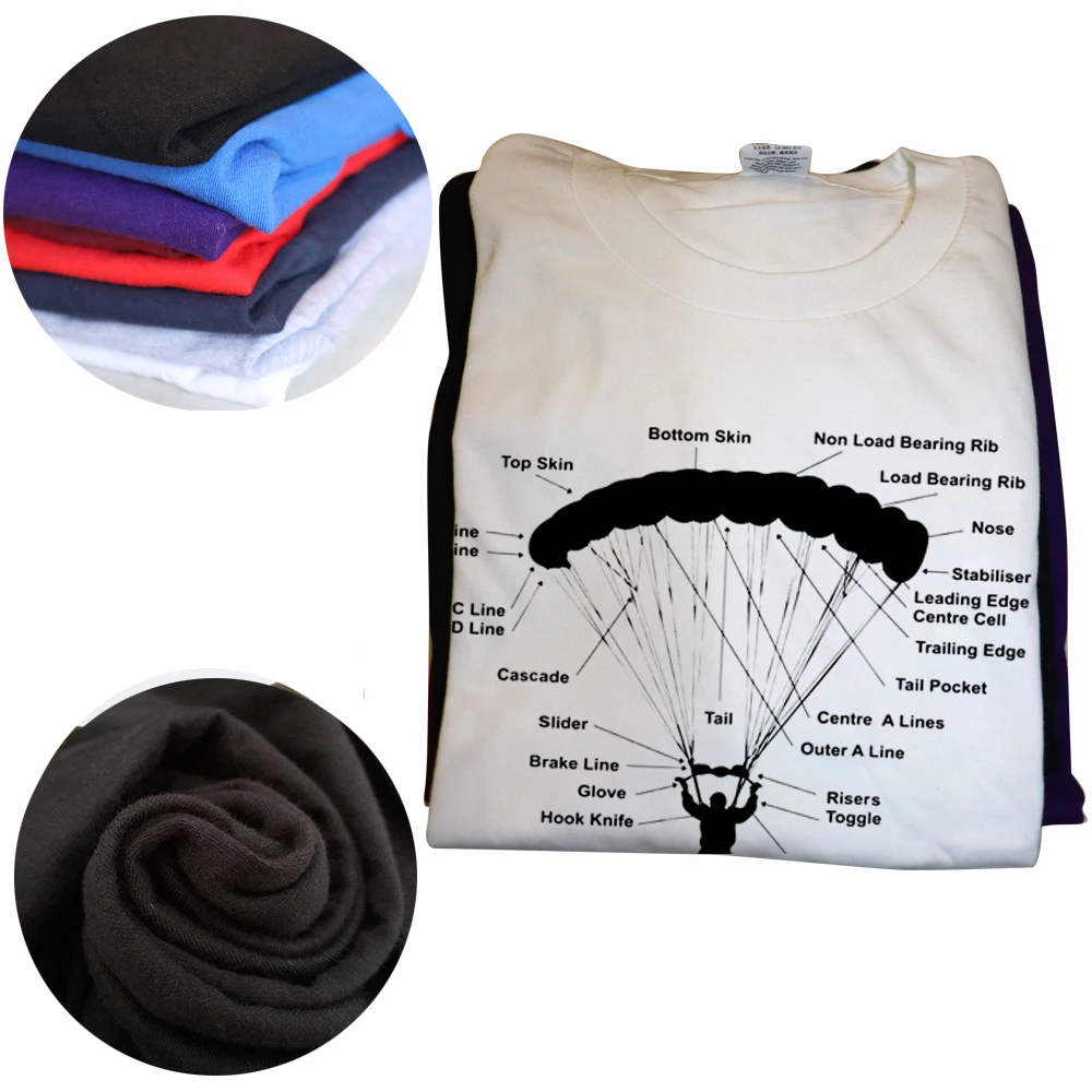 Funny Paraglider Parachute Anatomy Paragliding Skydiving T Shirts Graphic Cotton Streetwear Short Sleeve Men EU Size T shirt