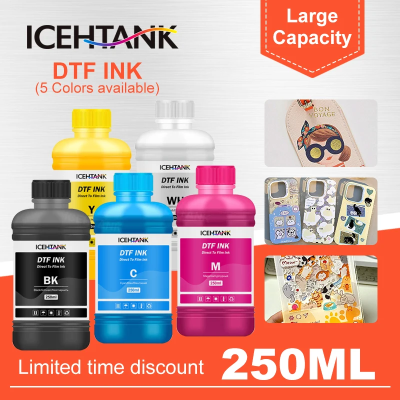 

ICEHTANK 250ML DTF Ink for Epson L1800 Available Direct Printer Film Heat Transfer for Epson I3200 L800 L805 PET Film Transfer