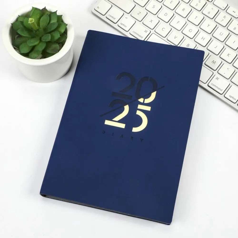 2025 Portable Agenda Book English Calendar Book A5 PU Notepads Creative Daily Planner Reminder Desktop Date Calendar Diary