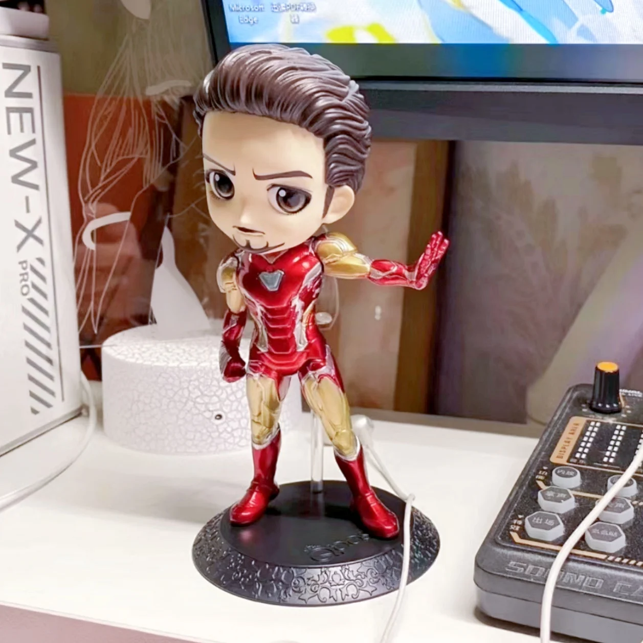 Original bandai qposket marvel homem de ferro anime figura brinquedos saotome figura de ação para crianças presente modelo colecionável brinquedos presentes