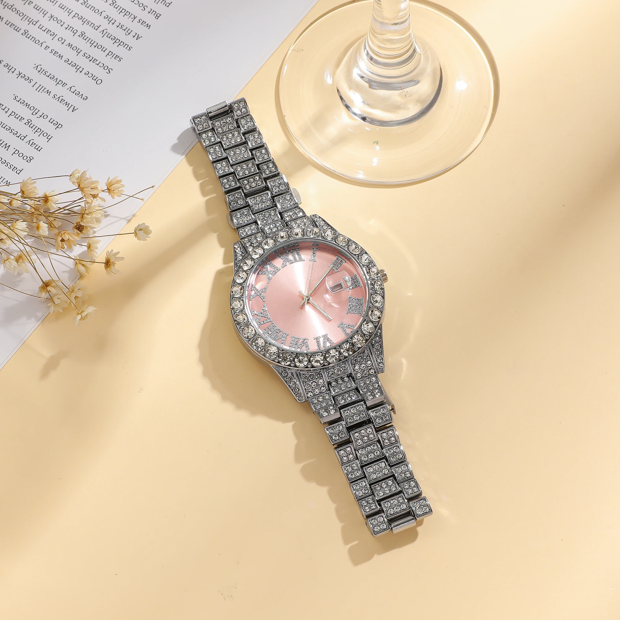 New foreign trade explosive diamond-studded Roman fashion with calendar women's watch women's watch women's models image 4