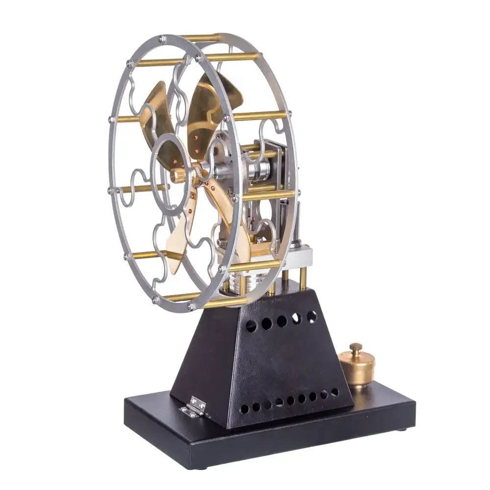 Vintage 4 Blades Heat Powered Stove Table Fan Stirling Engine model Science Experiment Toy