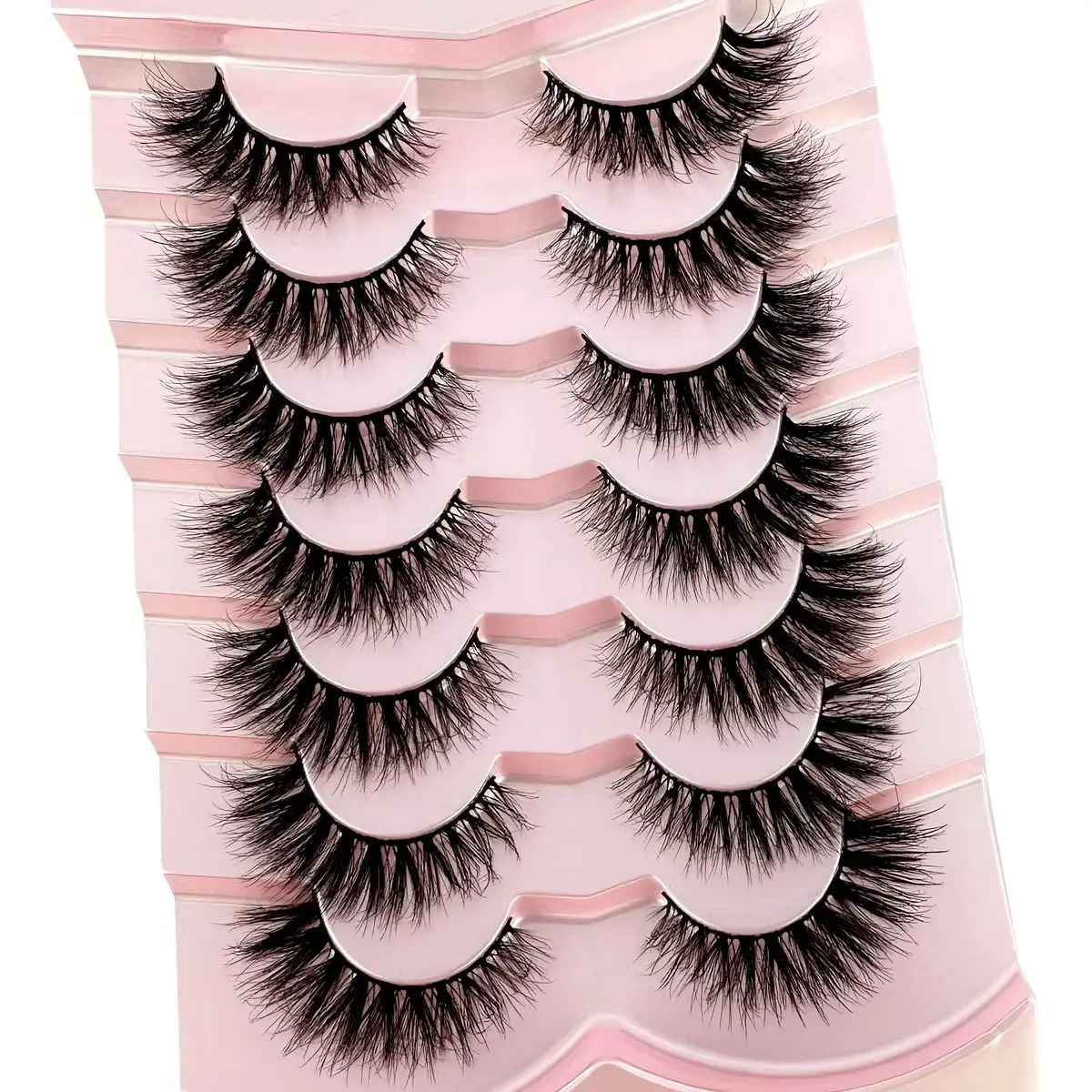 Mink Lashes Natural Look False Eyelashes Wispy Cat Eye Lashes Fluffy 3D Mink Lashes Natural Fake Lashes Strip Lashes Pack 7Pairs
