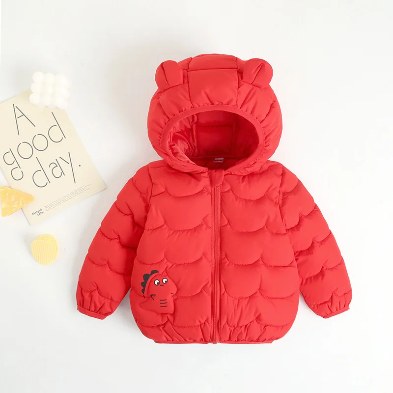 Baby Girls Boys Coat 2022 Winter Thick Down Hooded Coat Children Cute Dinosaur Jacket Newborn Warm Zipper Outerwear Kids Clothes