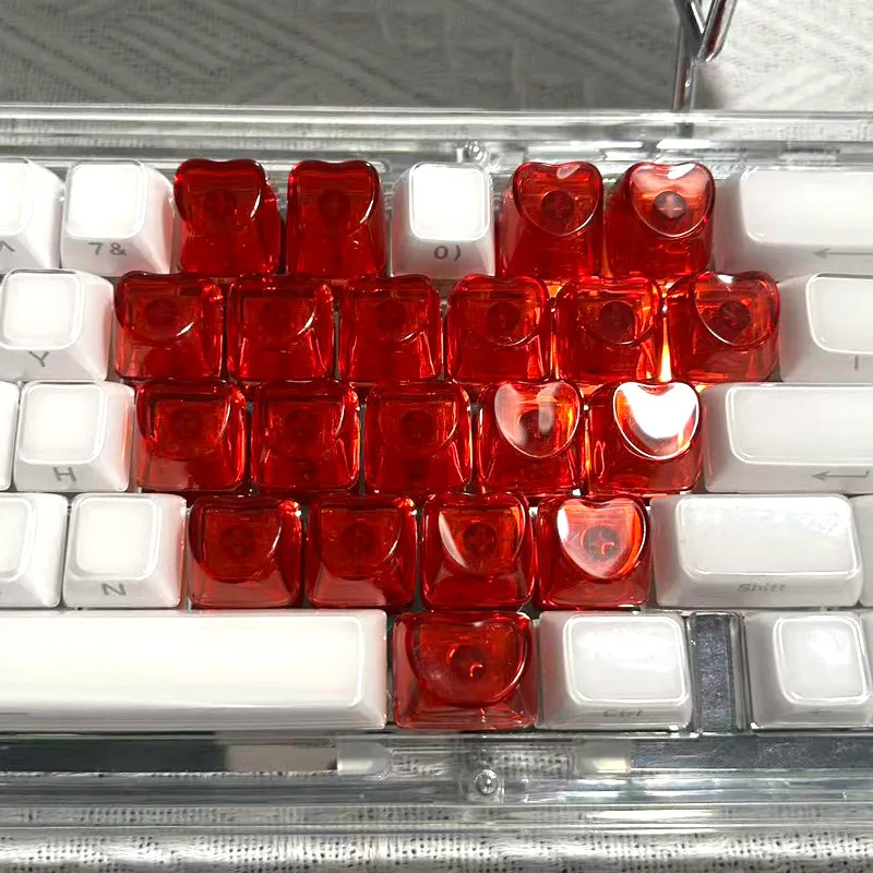 Love Shape OEM Height PC Material 21 Keys Customized Keycap Adaptation Wooting Bee DIY Transparent