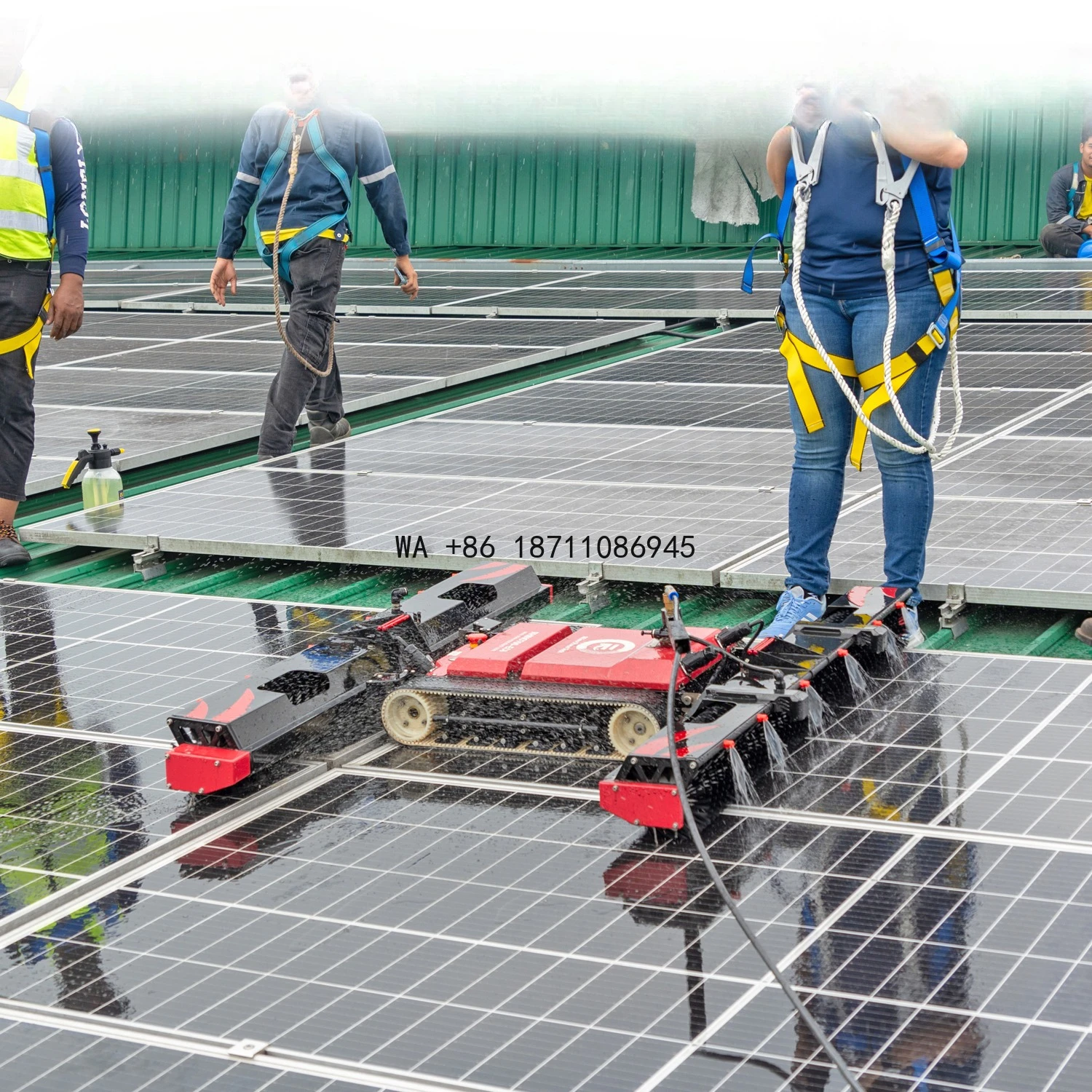 Remote Controlled Photovoltaic Solar Panel Cleaning Robot Rooftop Solar Panels Cleaning Detector System Solar Cleaning Machine