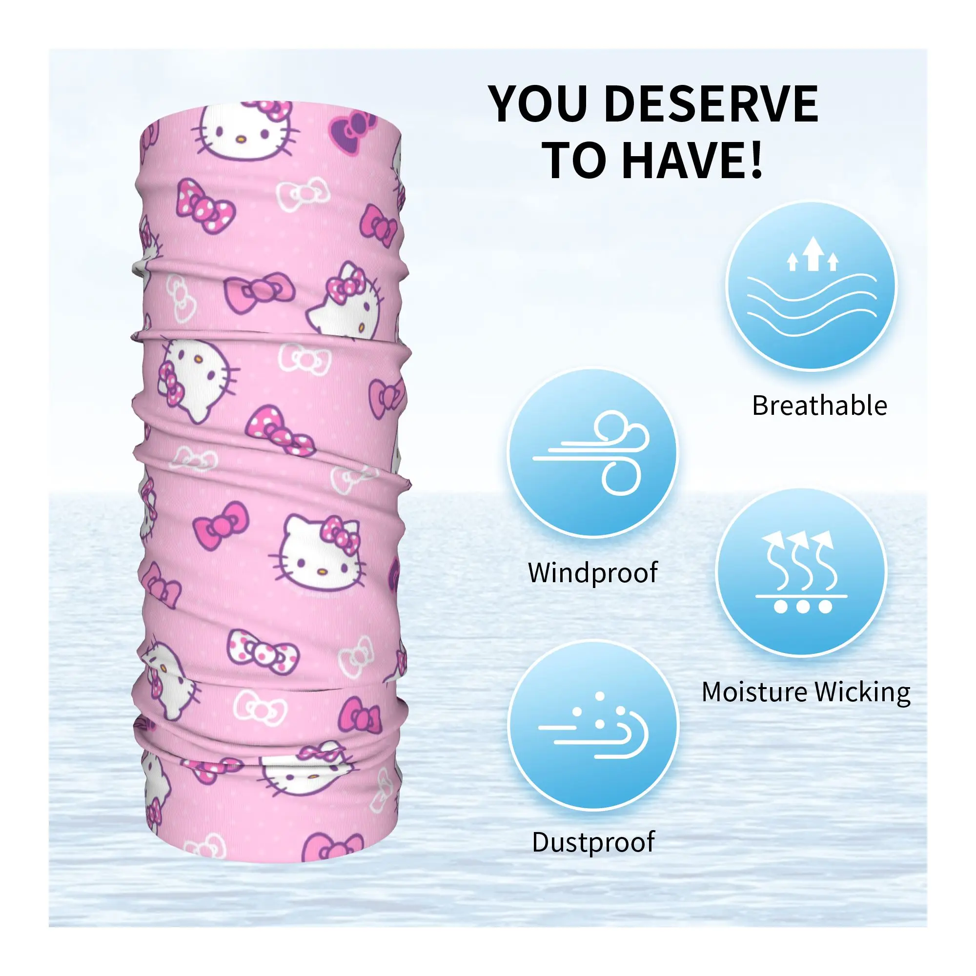 مرحبا كيتي الكرتون لطيف باندانا غطاء الرقبة المطبوعة أقنعة الوجه وشاح متعدد الوظائف ركوب الدراجات الصيد للرجال النساء الكبار #4