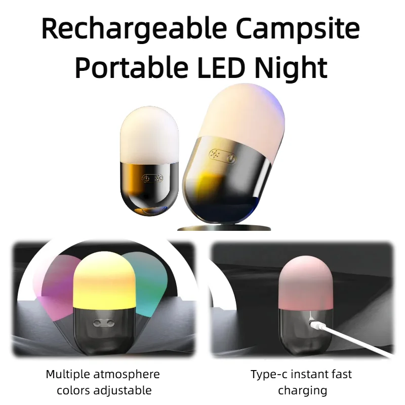 

Waterproof Outdoor LED Camping Light Portable Rechargeable Atmosphere Lamp Gathering Bedhead Mini Family Light for Gift
