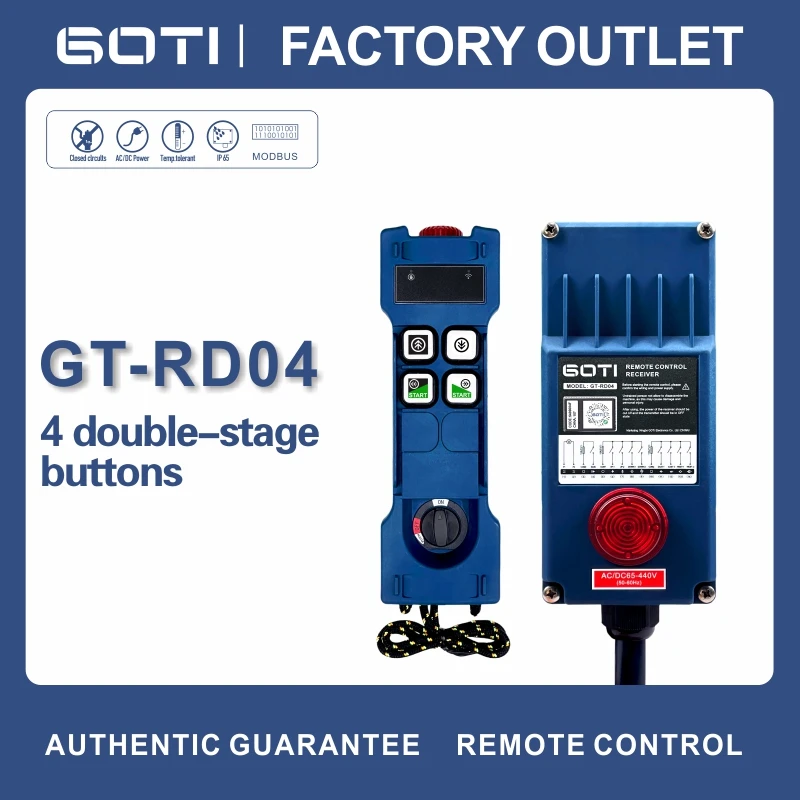 

GOTI GT-RD04 Industrial Crane Remote Control Similar UTING TELEcontrol F21-4D Wireless 4 Double Speed for Hoist