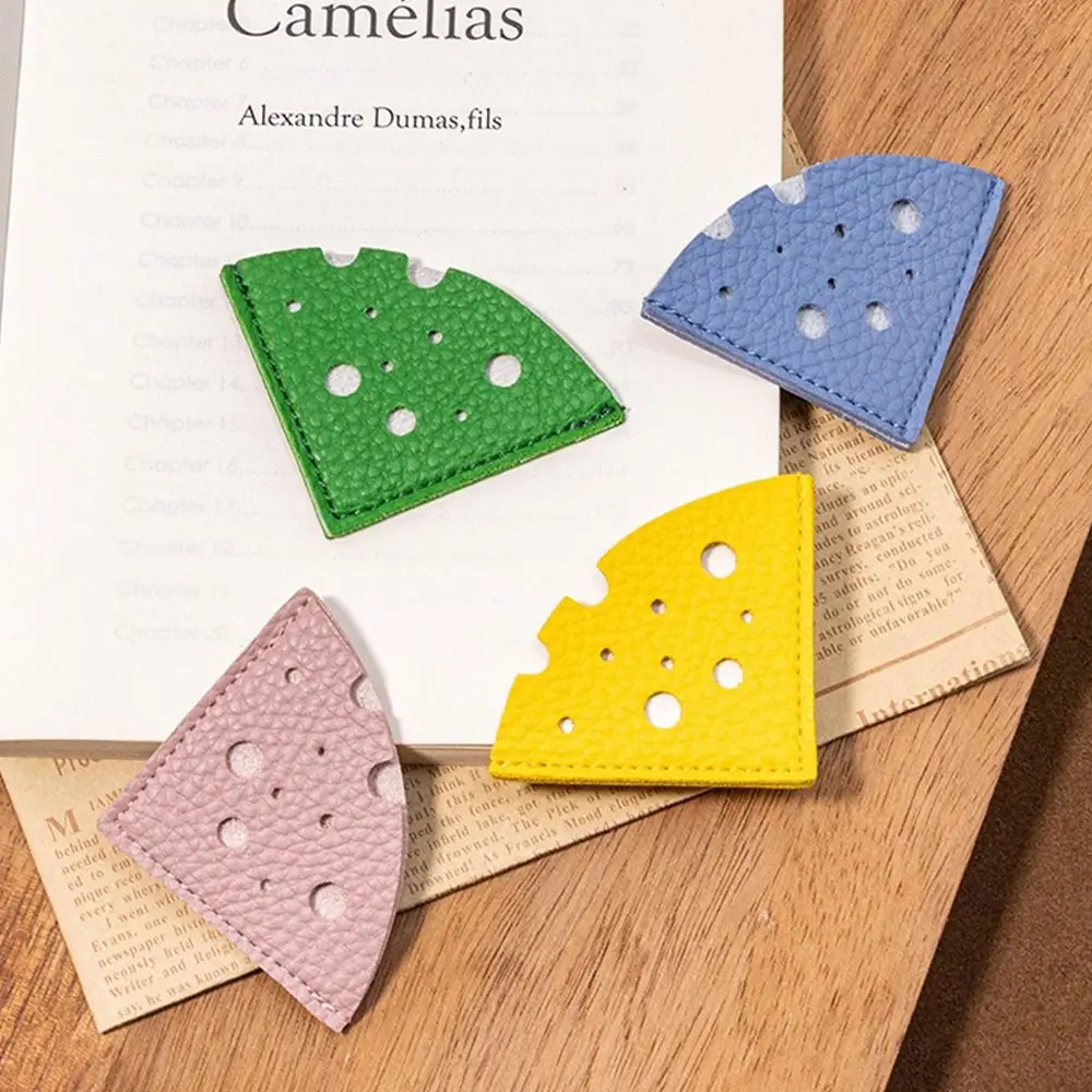 

Pagination Mark Cheese Shape Bookmark Multi-color PU Leather Book Reading Sorter Handcrated Reading Bookmark Book Paginator