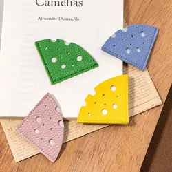 Marcapáginas con forma de queso, clasificador de lectura de libros de cuero PU multicolor, marcador de lectura manual, paginador de libros