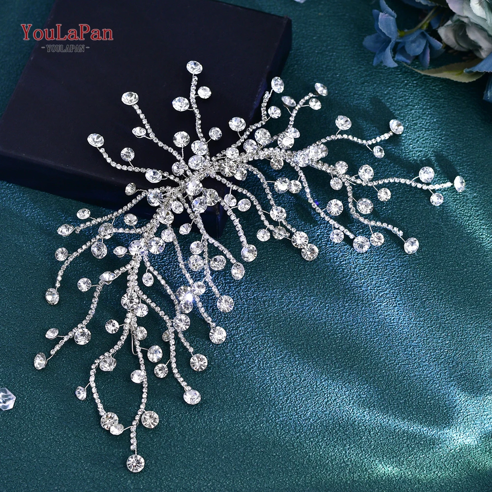 YoulaPan-Luxo Rhinestone Headband para a Noiva, Handmade Casamento Headpiece, Acessórios de Cabelo, Bridesmaid Party Headdress, HP729