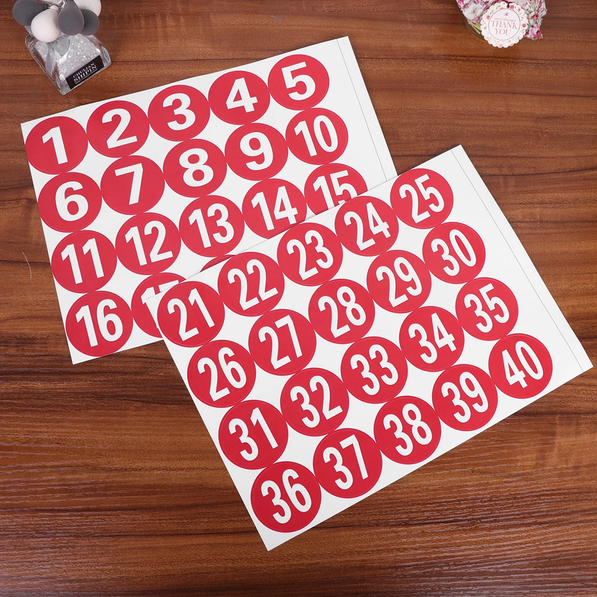 

40 Pcs Digital Stickers 1-40 Number for Sticky Self-Adhesive Decorate
