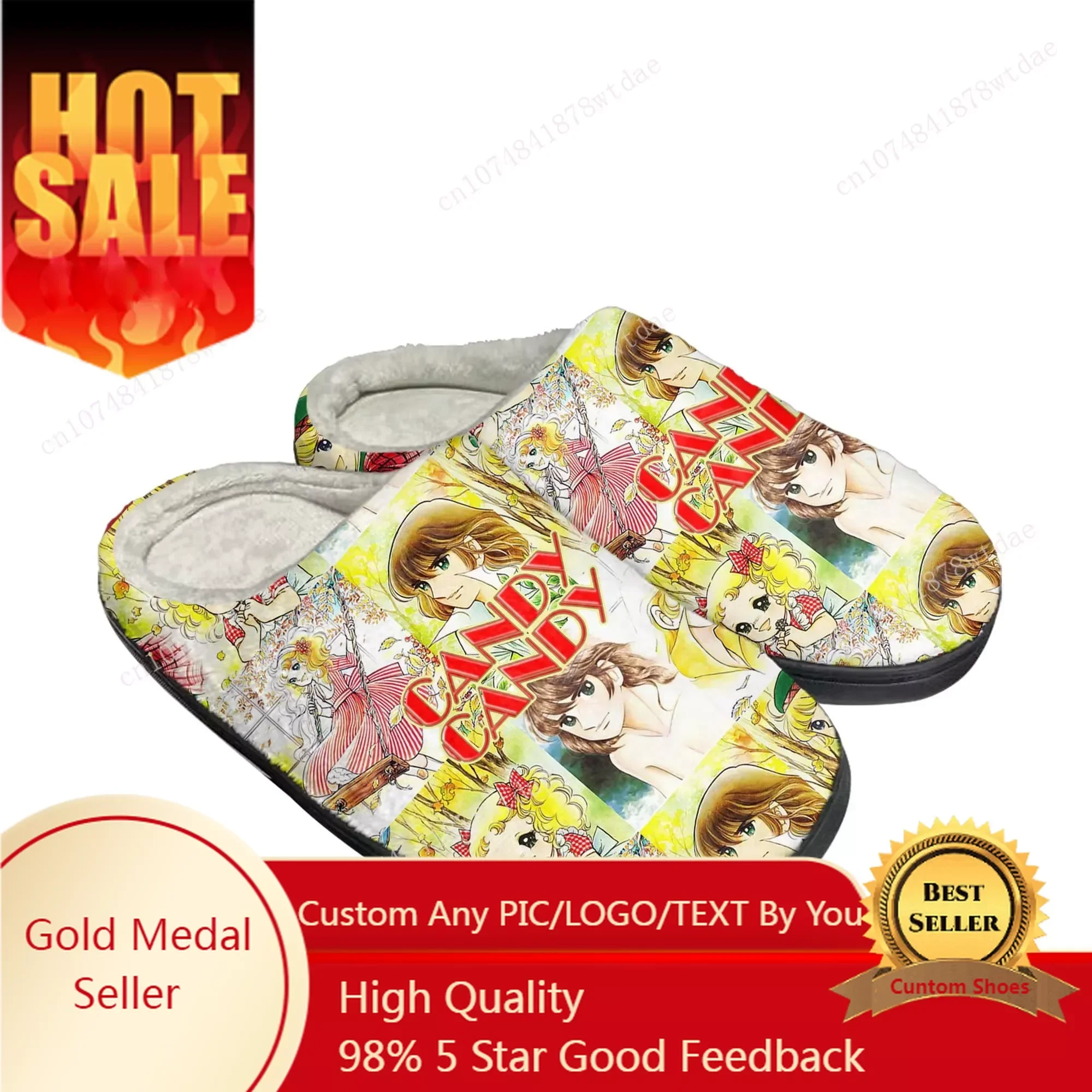 

Candy Candy Home Cotton Slippers Men Women Youth Boy Girl Plush Bedroom Casual Keep Warm Shoes Anime Custom Indoor Slipper