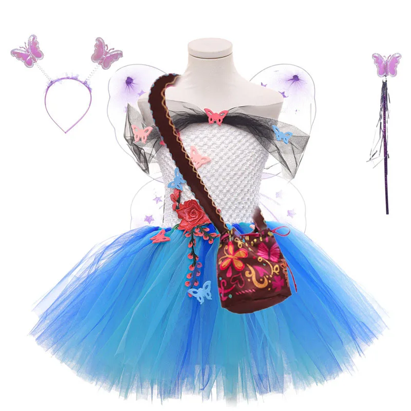 

Encanto Princess Girls Evening Dress Mirabel Cosplay Party Prom Party Children's Handmade Tutu Tulle Dress Outfits Set for Kids