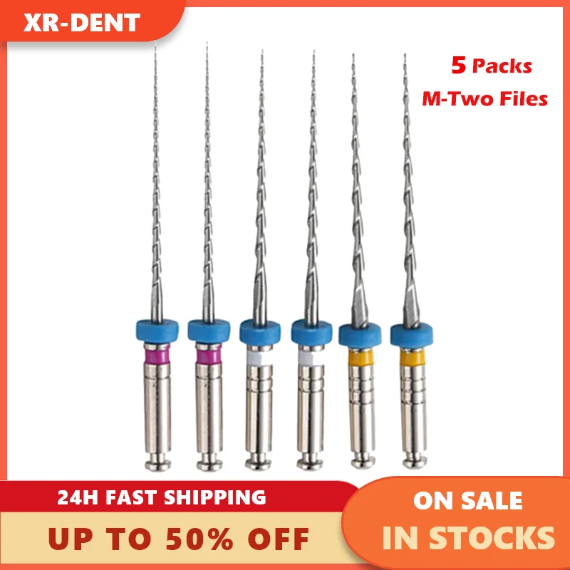 5 Packs Dental Endondontic NiTi M-Two Files Engine Use Root Canal Treatment 21/25 mm 6 Pcs/Box For Dentist Materials