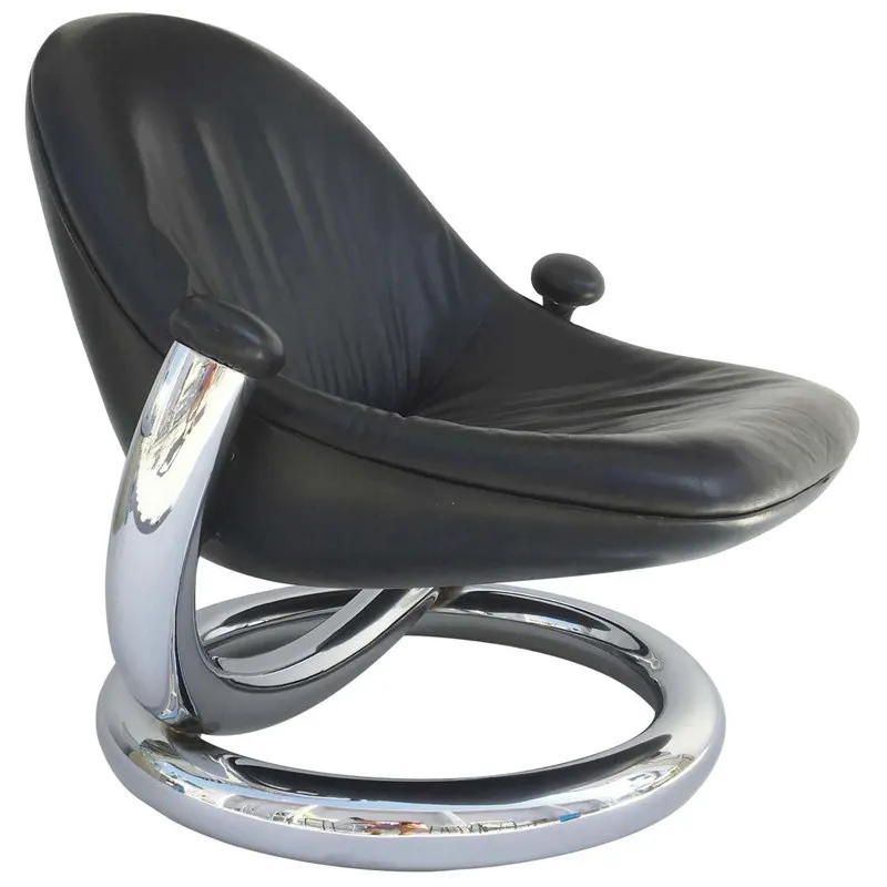 Simple designer belongs to special-shaped model room reception black fabric casual ring single chair