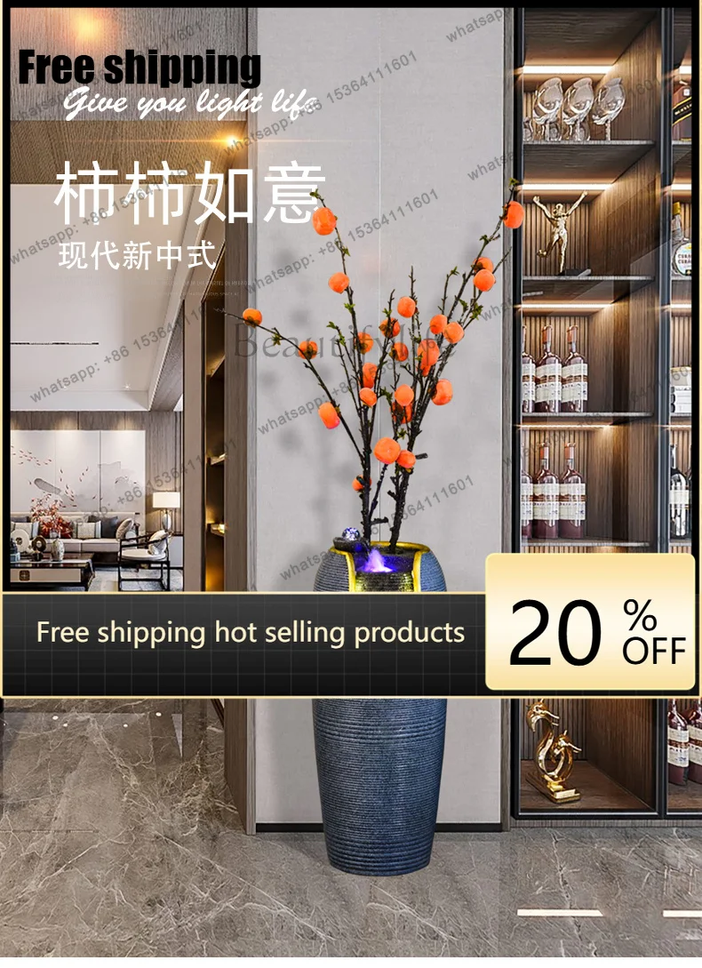 LJY   large new Chinese style lucky water landing feng shui ball living room decoration ornament fountain opening gift