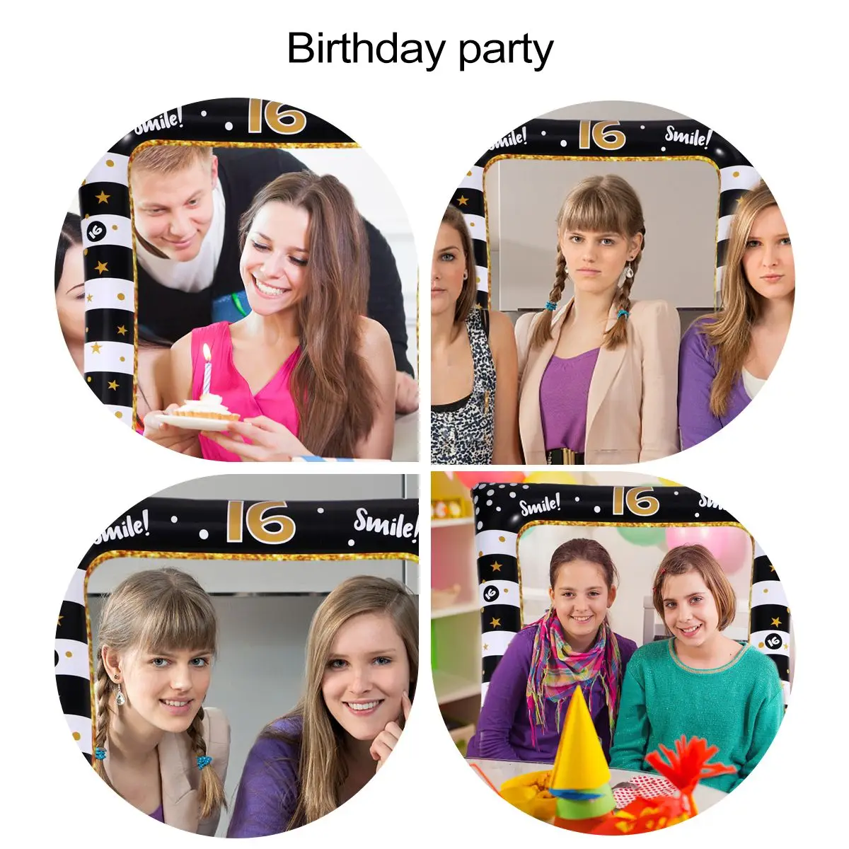 

Inflatable Photo Frame Party Birthday Supplies for Frames Black Themed Plastic PVC Child Framed