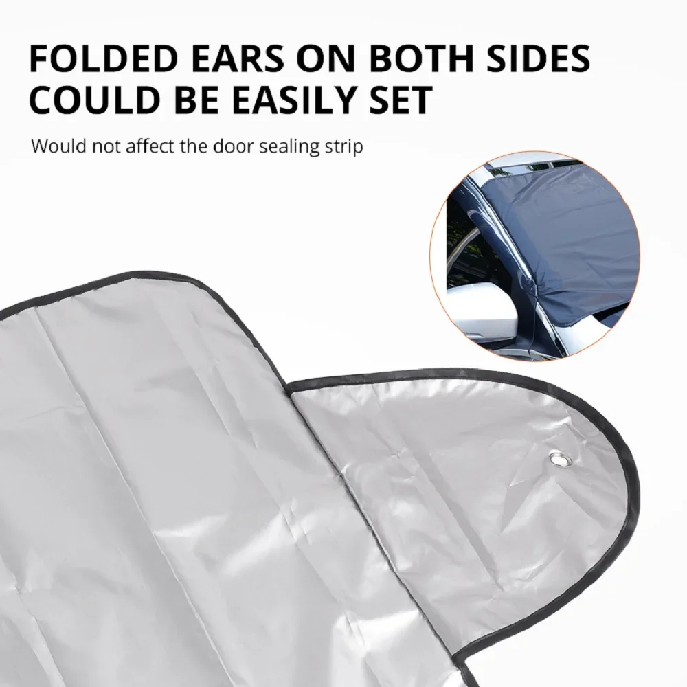 Car Frost Sun Shade Protector Cover Tarp Flap Windshield Cover Smart Windscreen Snow Automobile Anti-UV Nylon Sunction Winter view 4
