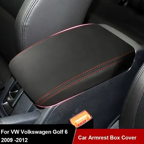 폭스바겐 골프 6 2009-2012용 자동차 팔걸이 박스 중앙 콘솔 커버 팔걸이 슬리브 인테리어 액세서리 PU 가죽 커버