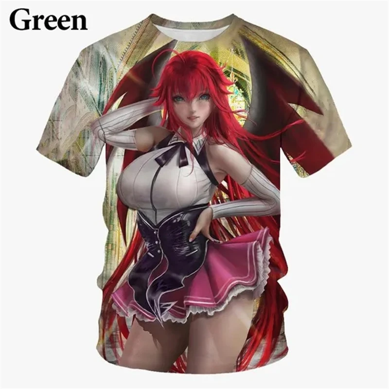 Anime 3D Printing Sexy Girls Rias Gremory T-Shirts Unisex Fun Casual Harajuku Short Sleeve T Shirts Tops Leisure Streetwear Tees