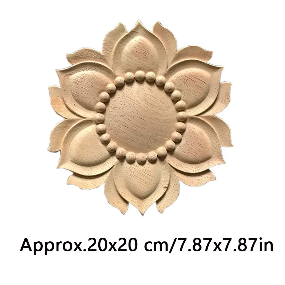 2pcs European Retro Floral Wooden Carved Furniture Decoration Accessories Cabinet Doors Wood Decal Craft Wood Applique Onlay