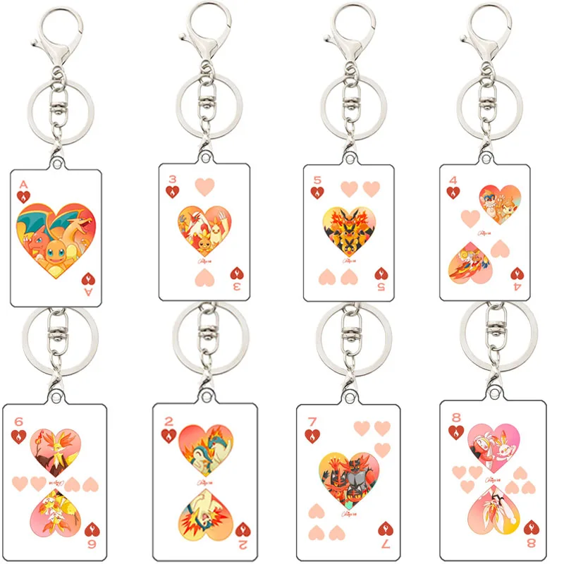 

Pokemon Self-Made Cyndaquil Charmander Charizard Scorbunny Blaziken Incineroar Acrylic Anime Game Peripherals Key Ring Pendant