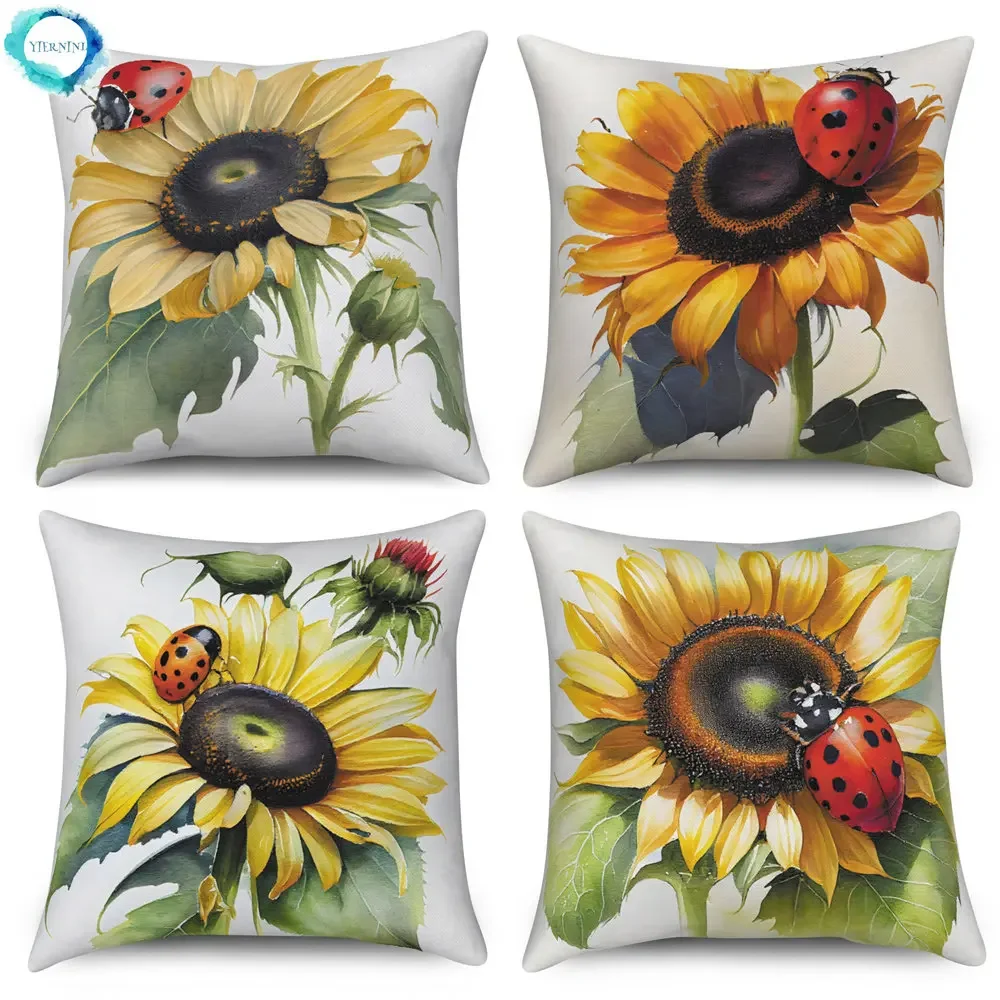 

Customizable Sunflower Decorative Pillow Cover Cushion Cover Throw Pillow Cover for Sofa Car Living Room Decoration