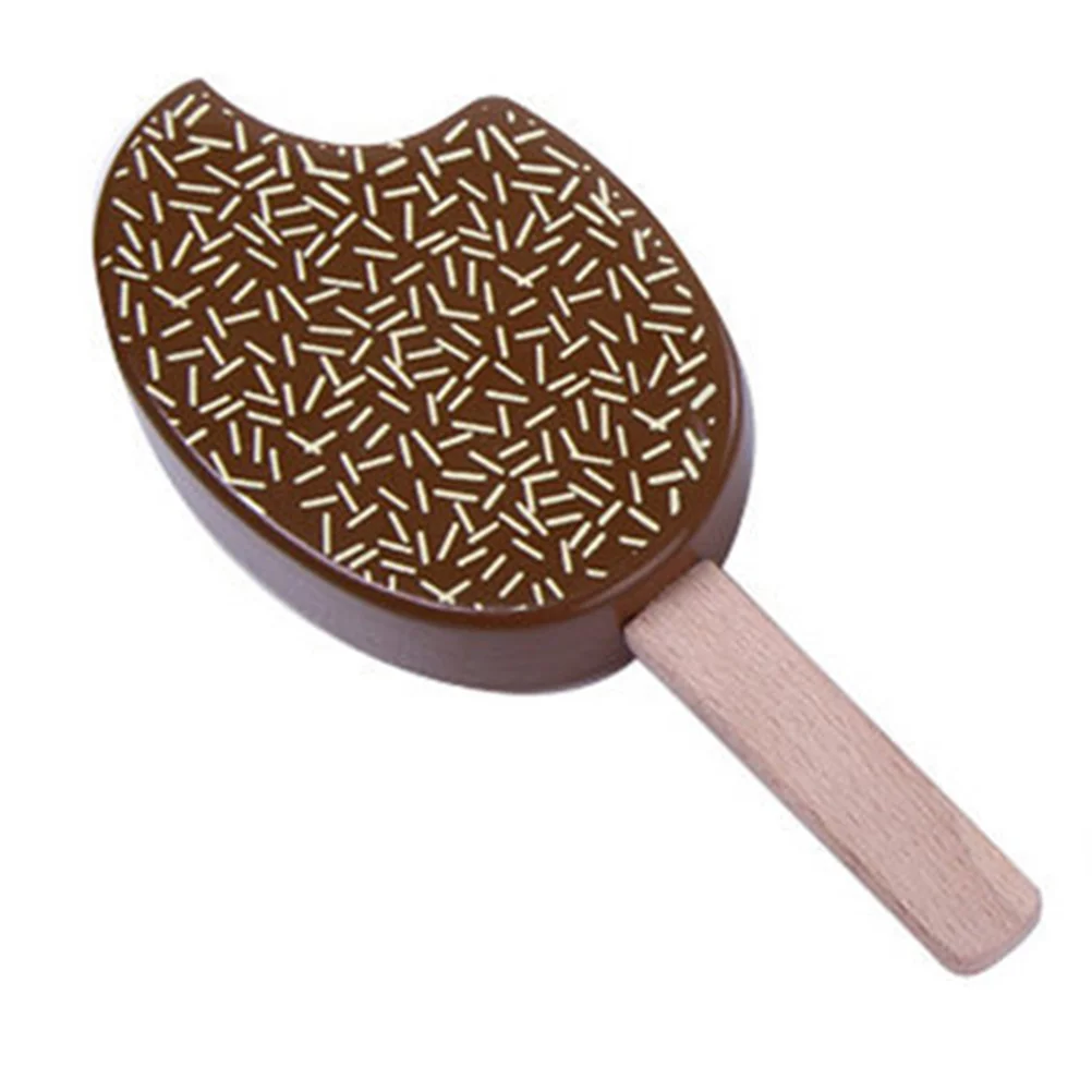 Juego de madera para niños, comida de imitación, paleta de madera, juego de comida, barra de helado (paleta de chocolate), comida de juego de imitación