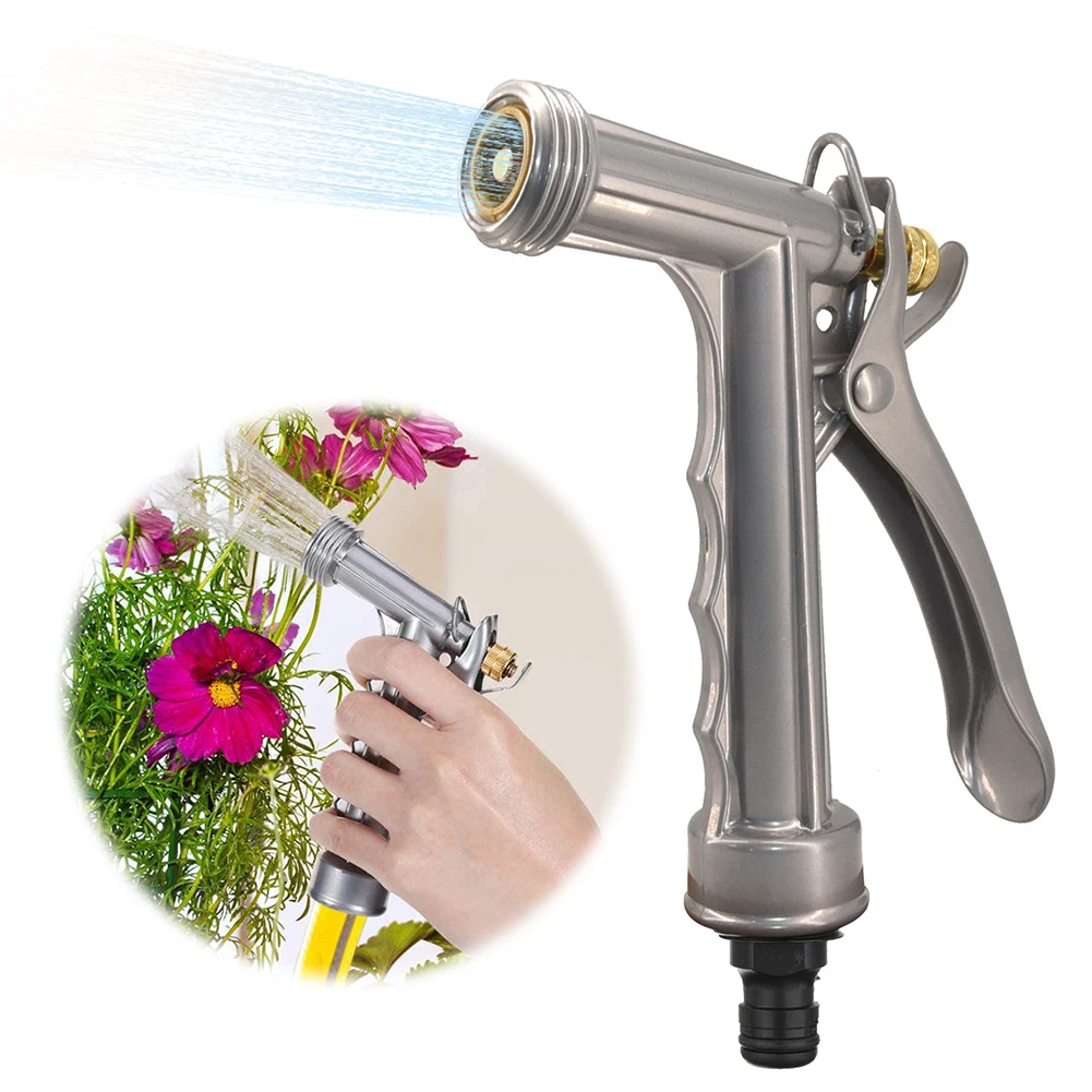 

Zinc Alloy Portable Watering Sprayer with Threaded Front Adjustable Hose Nozzle Multifunction Pistol Nozzle for Garden Watering
