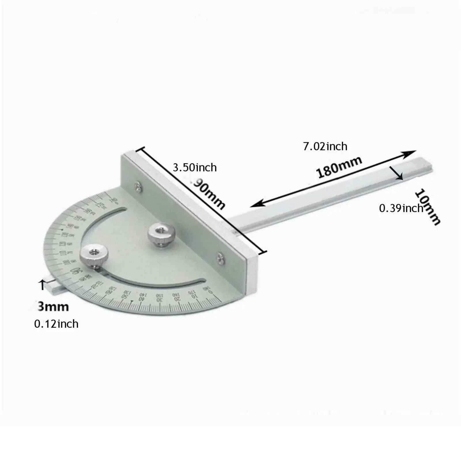 Metal Protractor 180 Degrees Round Head Angle for Woodworking Drawing