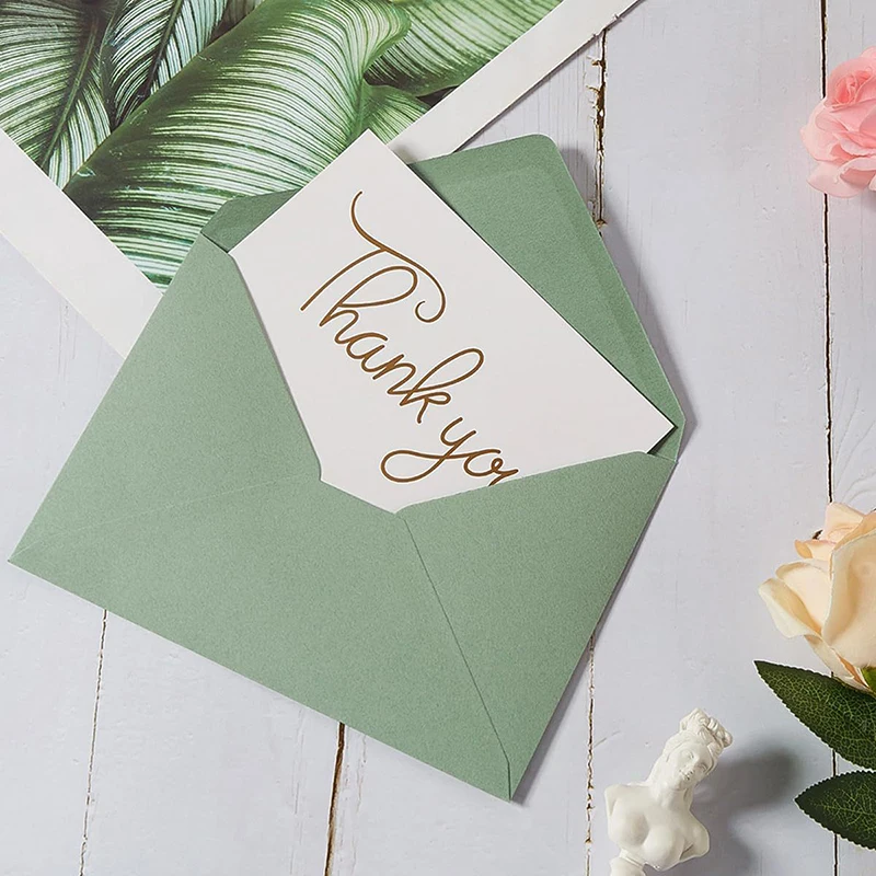 50 sztuk/partia Koperta Zielona Styl Zachodni Artykuły Biznesowe Papier 120g Zaproszenia Pocztówki Listy Opakowanie na Prezenty Artykuły Papiernicze Ślubne — zdjęcie produktu 2