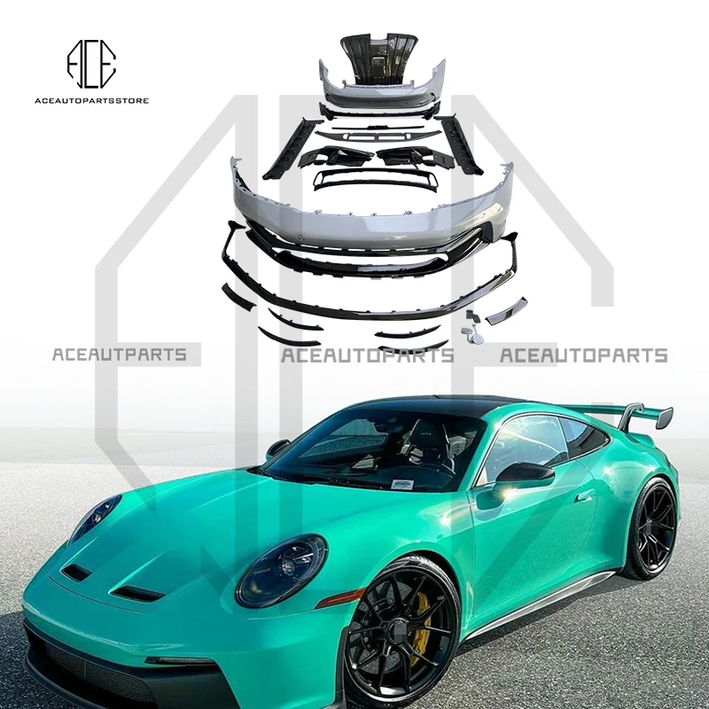 PP plastic material for Porsche 992 Body Kit 992 Upgraded GT3-style front and rear bumpers lips side skirts