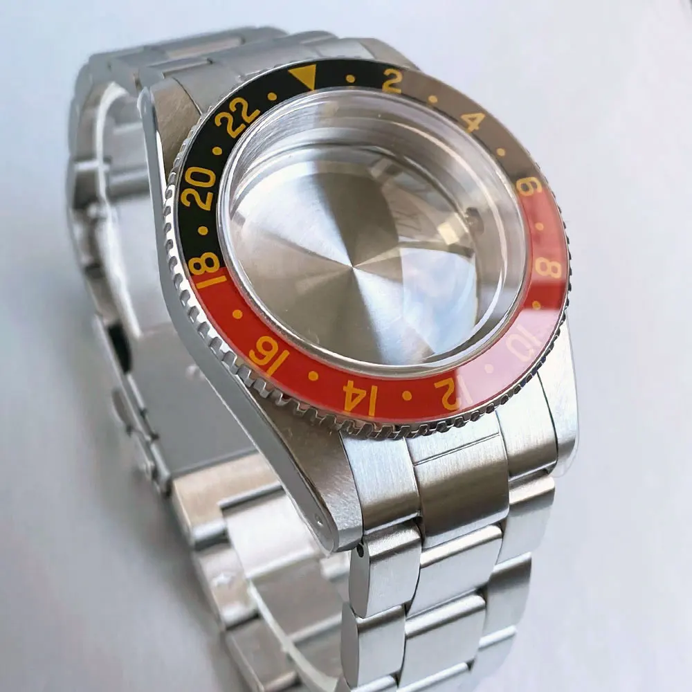 Tandorio 38mm Stainless Steel Brushed 200M Diver Watch Case Black Dial Fit NH34 NH35 Domed Sapphire Glass 120 Click Bezel