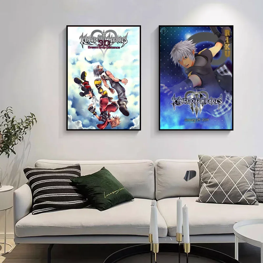 Kingdom Hearts Game Movie Sticky Posters Vintage Room Home Bar Cafe Decor Room Wall Decor