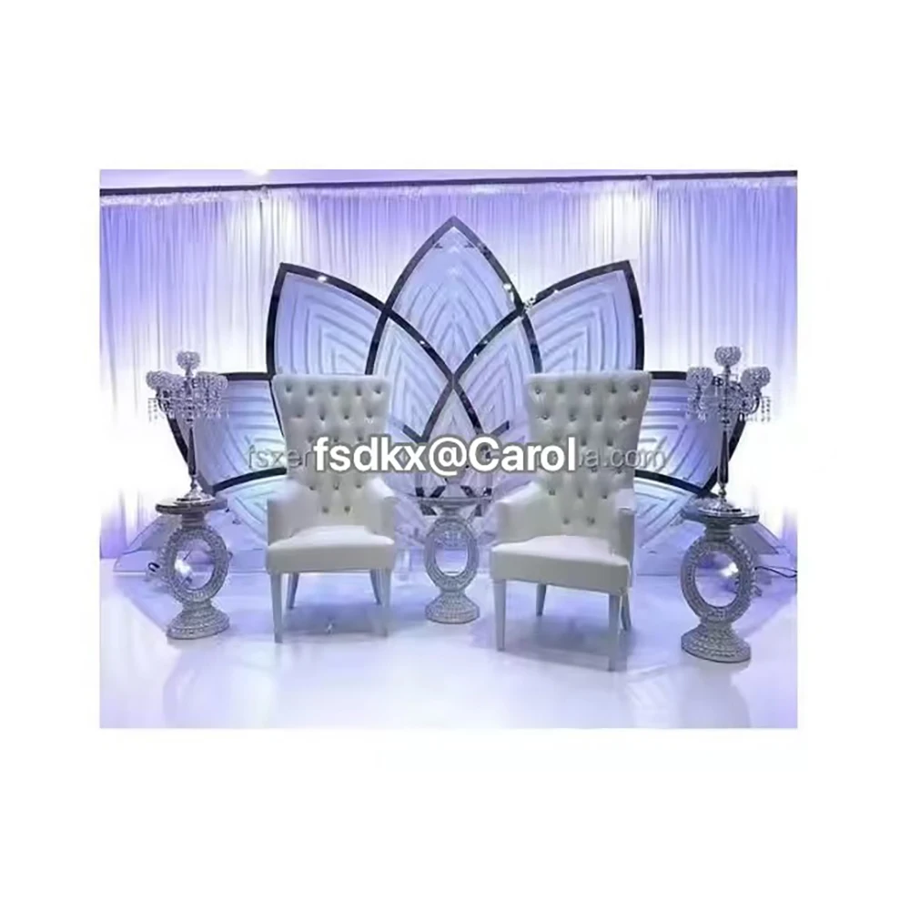 White Acrylic Flower Backdrop Arch Stand Backdrop For Wedding Stage Decoration