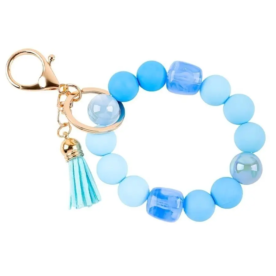 1/5/10/20/50/100pcs A Minimalist Ins Style Silicone Macaron Color Irregular Stone Beaded Wrist Keychain, Girly Heart Bag Charm A
